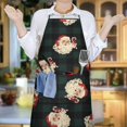 thumbnail image 5 of Green and Black Christmas Plaid Santa Pattern Apron-Garden Aprons for Women with Pockets-Cotton Linen Waterproof Kitchen Cooking Gardening Aprons Adjustable for Kitchen,Cooking,BBQ and Salon 33"x27", 5 of 7