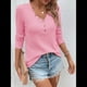 thumbnail image 5 of Blusa de Otoño con Cuello en V, Larga, Cuello Halter y Botones, Informal, Elegante, de Punto Gofre para Mujer. Rosa XXL, 5 of 7