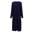 thumbnail image 5 of Dpytoraw Women's Casual Versatile Solid Color Loose Round Neck Long Sleeve Dress Women’s Ruffled Tiered Midi Dress, 5 of 5