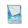 thumbnail image 2 of Ocean Soft Flannel Fleece Blanket, Image of Tropical Beach Sea Sky Landscape with Coconut Palm Trees Modern Design, Cozy Plush for Indoor and Outdoor Use, 70" x 90", Blue Green Cream, by Ambesonne, 2 of 5