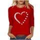 thumbnail image 1 of Tops de Cuello Redondo para las Mujeres Moda Impresa 3/4 Mangas Blusa Casual Top, Estante de Imitación, 1 of 5