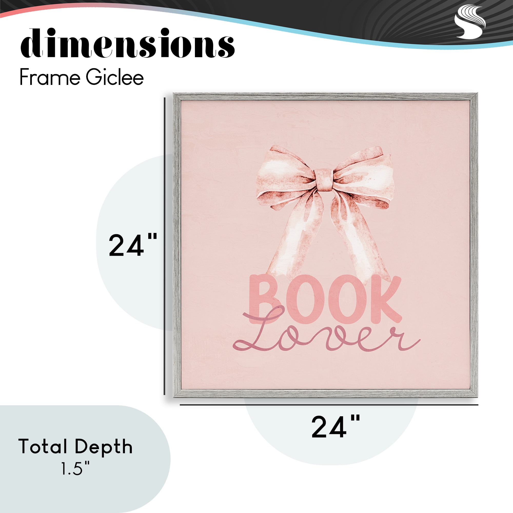 Blush Pink Book Lover Gray Framed Giclee Art, design by Kim Allen