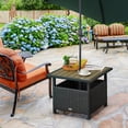 thumbnail image 2 of Outsunny Rattan Wicker Table Dining Side Table With Umbrella Hole Black, 2 of 9