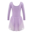 thumbnail image 2 of DPOIS Kids Girls Long Sleeves Ballet Leotard Dancewear Gymnastics Outfit Lavender 8-10, 2 of 6