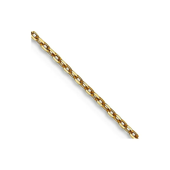 10k Solid Yellow Gold .8mm Sparkle-Cut Cable With Lobster Clasp Chain Necklace 24 Inch Chain Necklace for Women and Men