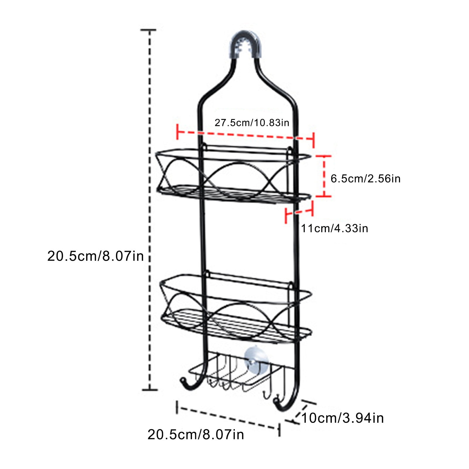 Fufafayo under $5 Shower Caddy Hanging Adjustable Shower Caddy, Rustproof Shower Organizer Extended Length Shower Caddy Over Shower Head with Hooks Soap Holder, Bathroom Organizer