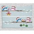 thumbnail image 1 of Christmas Decorations Tapestry, Owl Family with Santa Hats on Tree Branch with Babies in Nest Birds Snow, Wall Hanging for Bedroom Living Room Dorm Decor, 80W X 60L Inches, Grey, by Ambesonne, 1 of 2