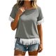 thumbnail image 4 of Neewe Women's Short Sleeve Fringed Hem Knit Vest Summer Lightweight Plain Crewneck Tops Daily Outfits, 4 of 8