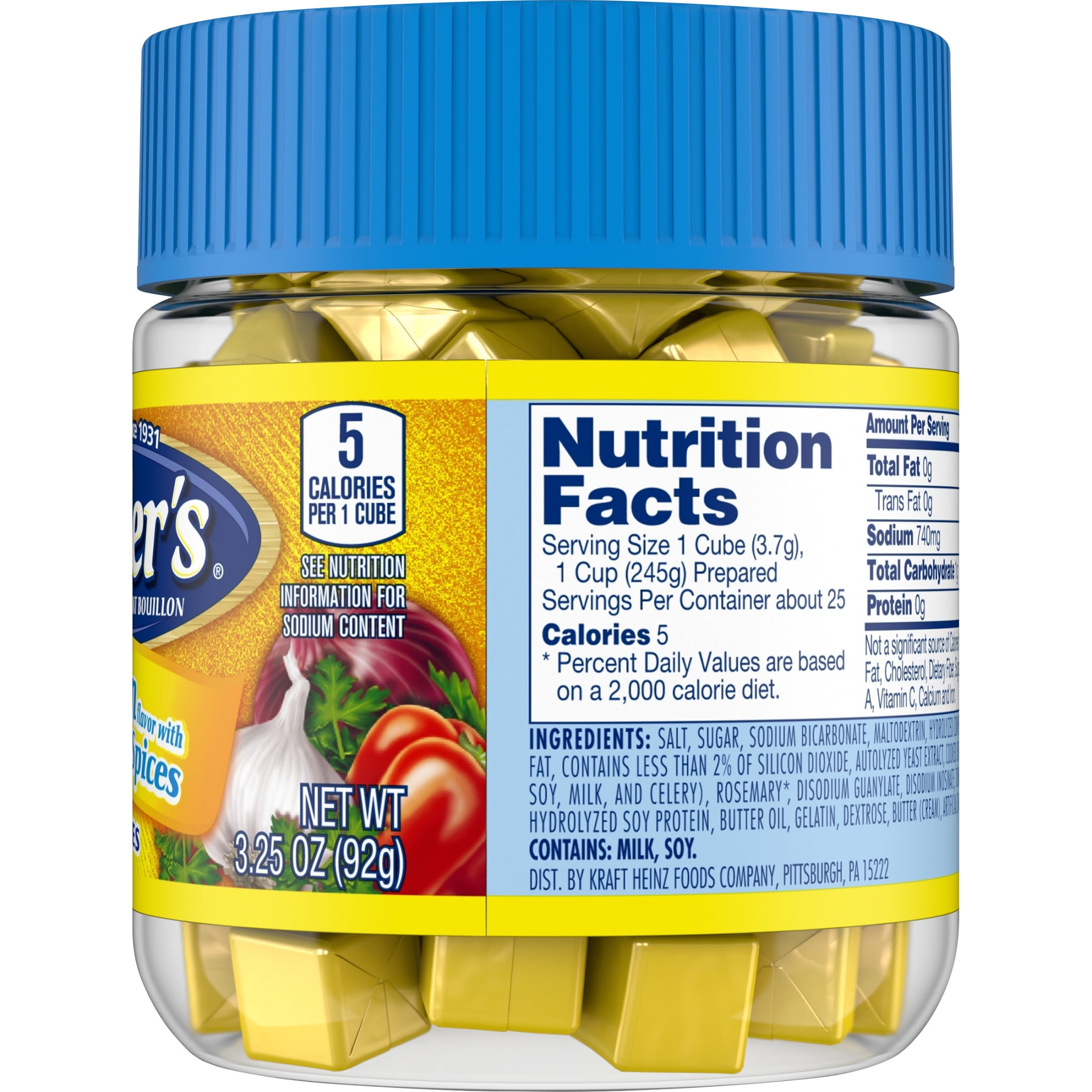 Wyler's Instant Bouillon Chicken, Herbs & Spices Flavored Cubes, 3.25 oz Jar