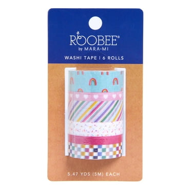 Rainbow Washi Tape with Coordinating Colors and Designs - Rainbow Tape for DIY Scrapbooking or Crafts - 6 Rolls - Roobee by Mara Mi