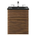 thumbnail image 6 of Sink Vanity Cabinet, Wall Mounted, Wood, Brown Walnut Black, Modern Contemporary Urban Design, Hotel Bedroom Bathroom Master Suite Guest, 6 of 10