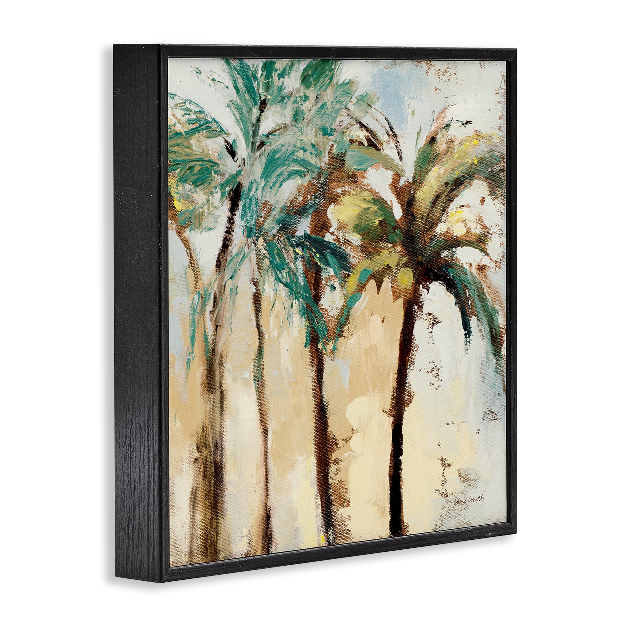 Stupell Industries Rustic Brushed Palm Trees Botanical & Floral Painting Black Framed Art Print Wall Art, 17 x 17