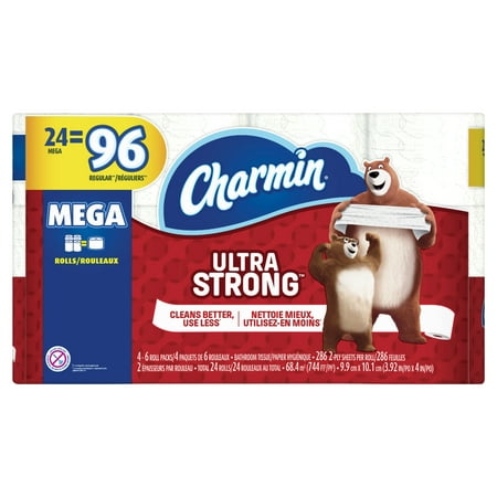 Charmin Ultra Strong toilet Paper, 24 Mega Rolls (= 96 Regular