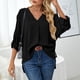 thumbnail image 3 of Blusas casuales de manga larga para mujer, blusa de manga larga, blusa de manga larga en V, blusas de moda para mujer, funcionamiento suave, 3 of 6
