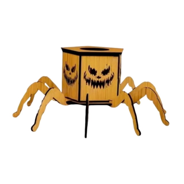 Portavelas de madera con forma de araña, compacto y creativo, ideal para Halloween. Adorno perfecto para chimeneas de hoteles y casas de campo.