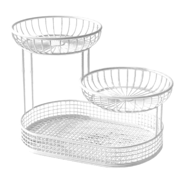 Canasta de frutas moderna, soporte para encimera, cesta de almacenamiento de alambre de metal. L blanco