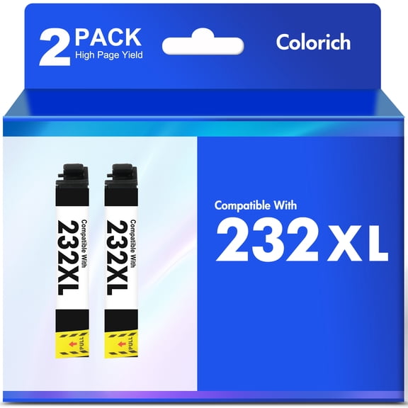 2-Pack 232XL Ink Cartridges Compatible for 232 232XL Printer Ink for Workforce WF-2930 WF-2950 Expression XP-4200 XP-4205 (2 Black)