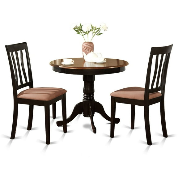 East West Furniture Antique 3-piece Wood Dining Table Set in Black/Cherry