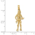thumbnail image 3 of 14K Yellow Gold Polish Finish 3-Dimensional Scuba Diver Charm Pendant, 3 of 5