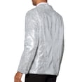 thumbnail image 3 of BLAZER DE LENTEJUELAS INSPIRADOR CHIC PARA HOMBRE, CON SOLAPA PICO, EN COLOR BLOQUE BRILLANTE Y RELUCIENTE, TAMAÑO L, 3 of 5