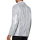 thumbnail image 3 of Blazer de lentejuelas INSPIRE CHIC para hombres, con solapa de pico, color bloque, brillante y reluciente, abrigo deportivo 2XL plateado, 3 of 5