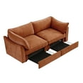 thumbnail image 6 of 2-Seater Sofa Chenille Crescent-Shaped Armrests Loveseat Couch with Under-Seat Storage Drawers, Space-Saving Sofa for Small Living Rooms (500 lb Capacity), 6 of 18