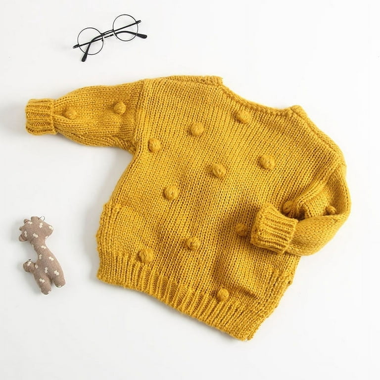 Biekopu New Baby Hand-made Bubble Ball Sweater Knitted Cardigan Jacket Baby  Sweater Coat Girls Cardigan Girls Autumn Winter Sweaters