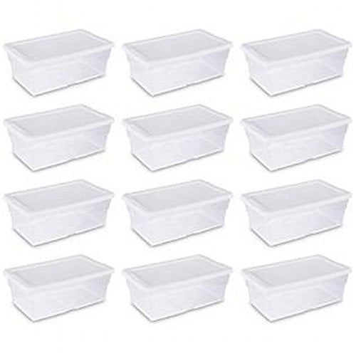 Caja de almacenamiento Sterilite transparente de 6 cuartos de galón, paquete de 12