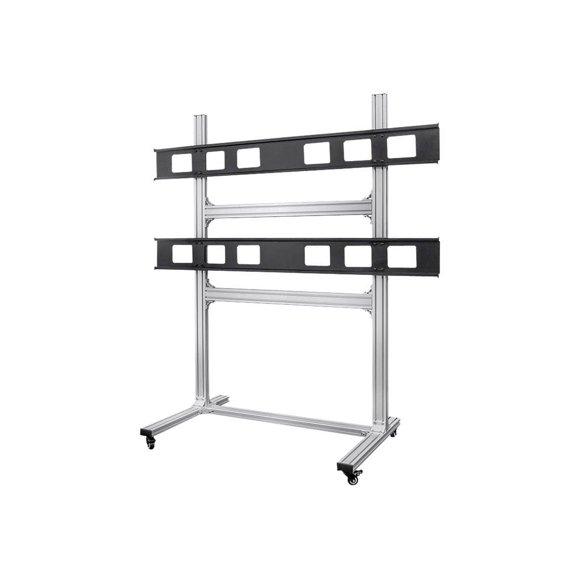 Monoprice Commercial Series 2x2 Video Wall Mount Bracket System Rolling Display Cart with Micro Adjustment Arms For LED