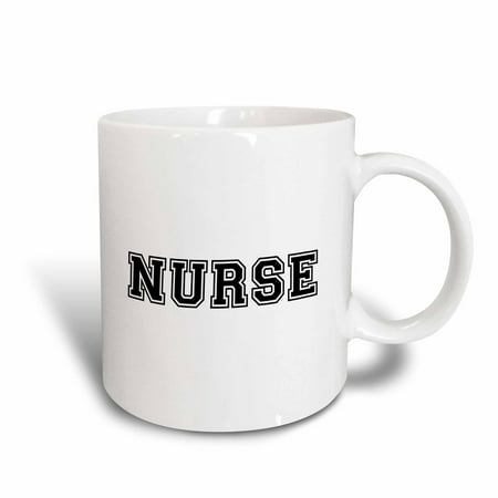 3dRose Nurse in preppy retro black college font on white - proud nursing school graduate - nurses day gifts, Ceramic Mug, (Best Gifts For Masters Graduates)