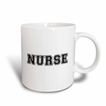 Preppy Monogrammed Gifts - 3dRose Nurse in preppy retro black college font on white - proud nursing school graduate - nurses day gifts, Ceramic Mug, 11-ounce