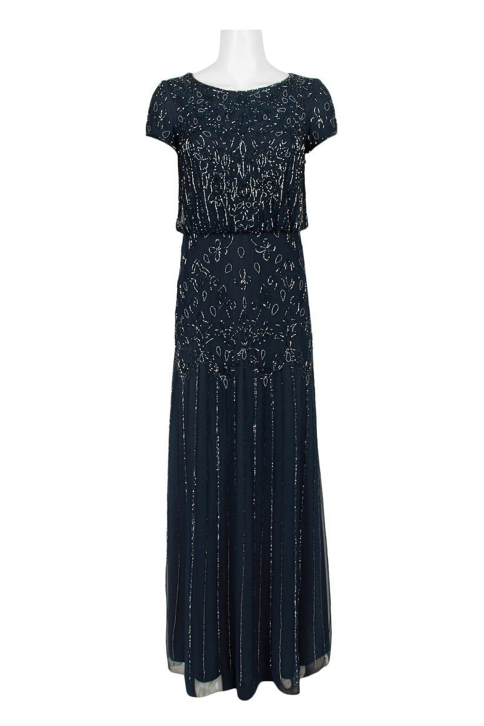 Short Sleeve Blouson Beaded Gown In Rose Mercury - Walmart.com