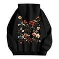 thumbnail image 4 of Women's Floral Print Hoodie Cozy Long Sleeve Pullover with Kangaroo Pocket Casual Loose Fit Sweatshirt, 4 of 4