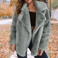 thumbnail image 3 of Women's Fashionable Solid-Color Lapel Mid-Length Plush Coat for Fall and Winter, Warm and Elegant, Winter Clothes for Women,Gray,M, 3 of 7