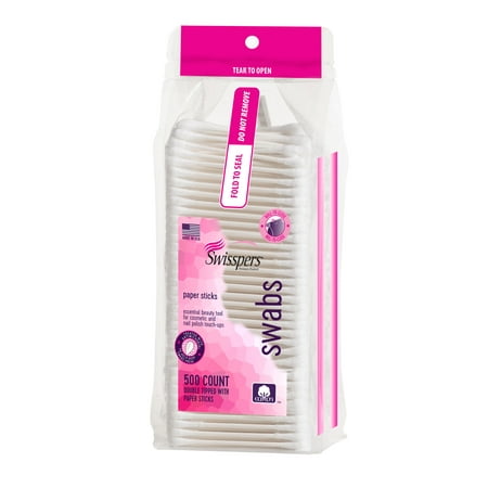 Swisspers Premium Cotton Swabs in Resealable Bag, 500 Count