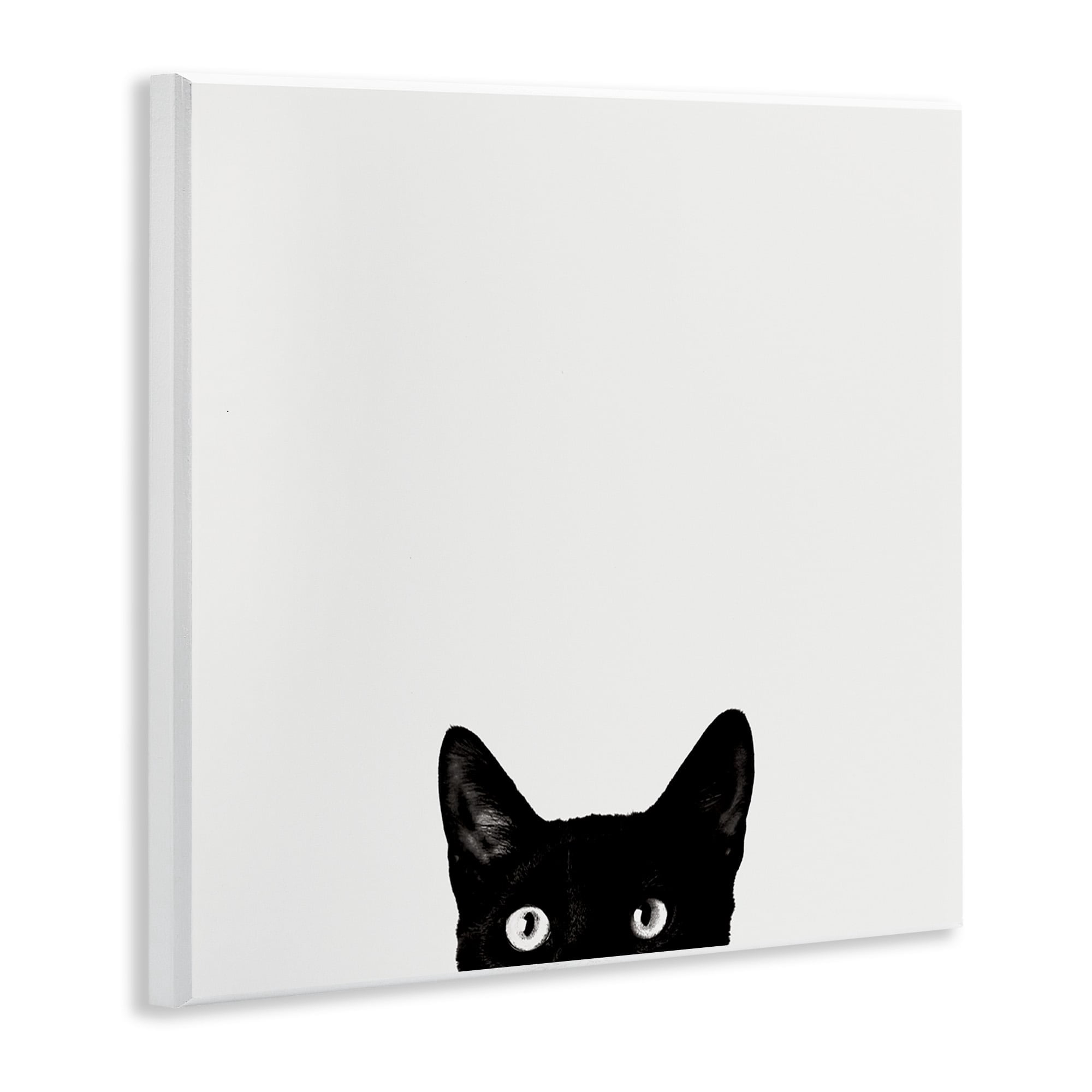 The Stupell Home Decor Minimal Monochrome Black Cat Peeking From Below Wall Plaque Art