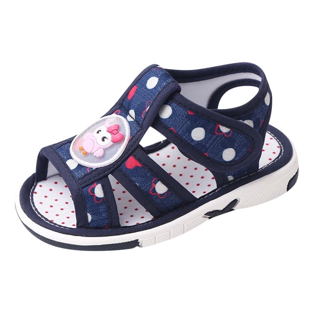 NOKIO Summer Children Toddler Girls Sandals Flat Bottom Non Slip OpenToe Breathable Soft Comfortable Cartoon Chicken Flowers Design with Odor Control Technology