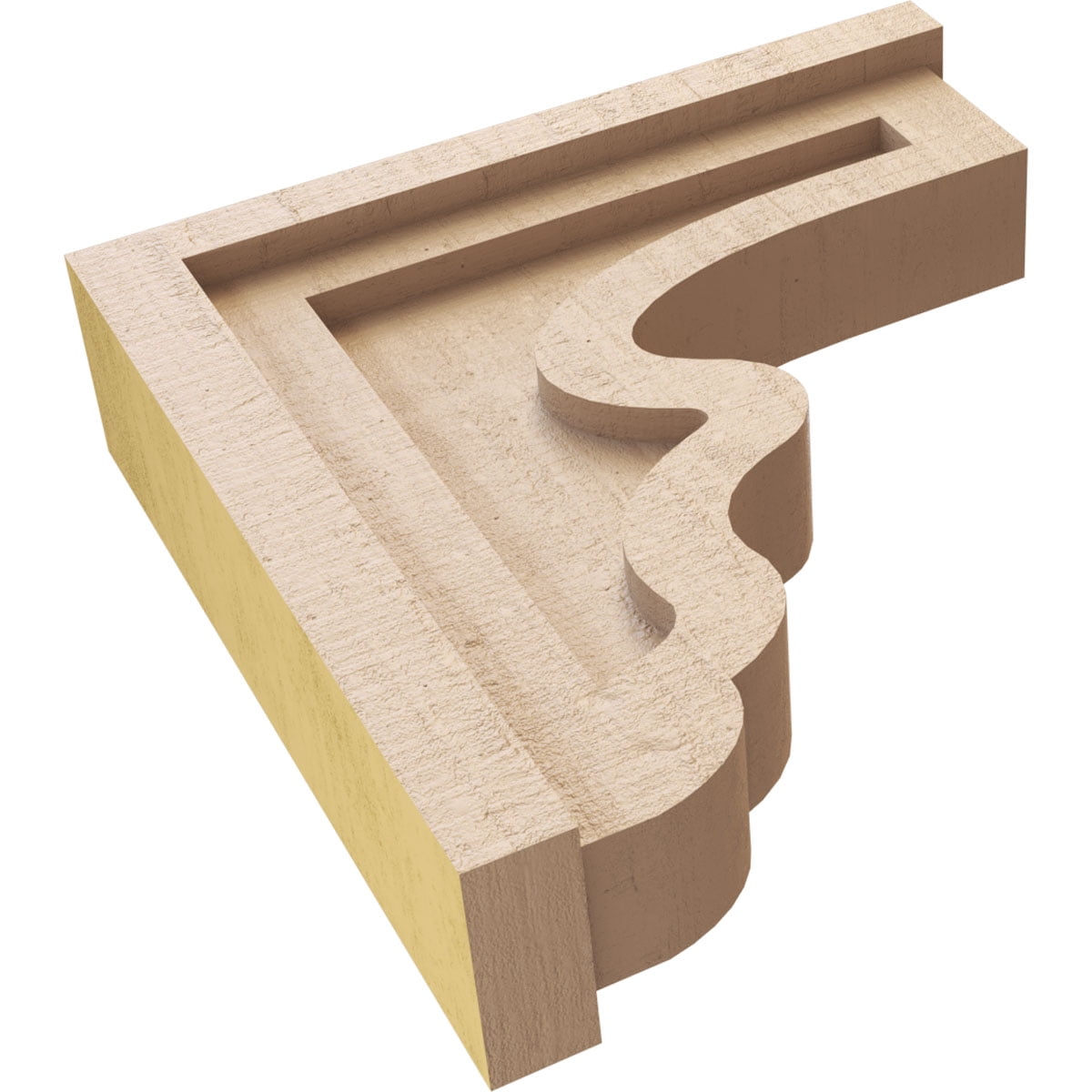 3"W x 12"D x 12"H Thin Highland Rough Cedar Woodgrain TimberThane Corbel, Primed Tan