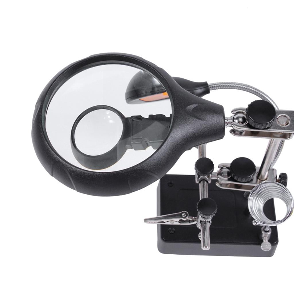 CEORPER Convenient USB Powered Helping Hands Magnifier Station Illuminated LED Alligators Clip Fit for Soldering Repair Modeling