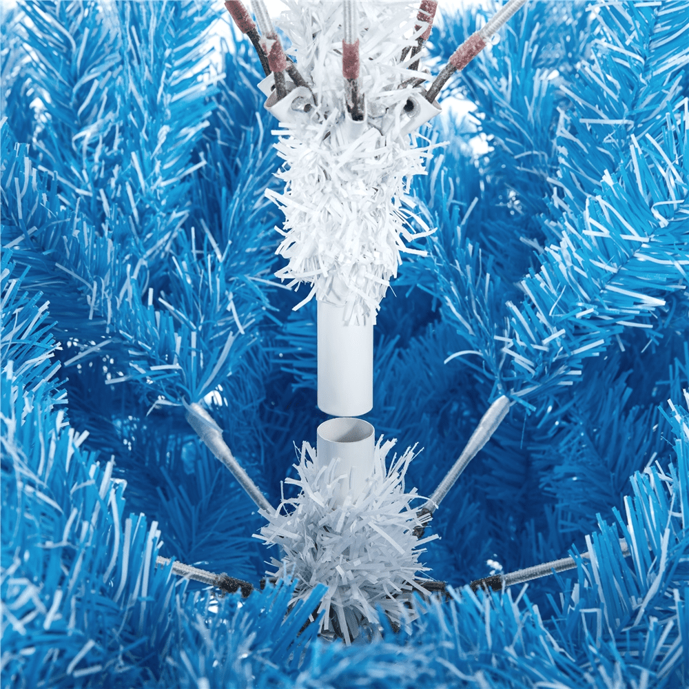 Renwick 7.5ft Flocked Artificial Christmas Tree with Foldable Stand, Lake Blue Gradient