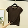 thumbnail image 2 of Womens Short Sleeve Cotton Tops Summer Cozy Lightweight Modal Base Pajama Tees Undershirt Crewneck Tshirts Casual (M, Coffee), 2 of 6