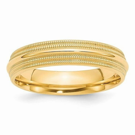 10k Yellow Gold 5mm Double Milgrain Comfort Fit Wedding Band Size 10