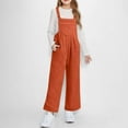 thumbnail image 2 of CYRBOKO Girls Fleece Overalls, Winter Thermal Front Pocket Stretchy Jumpsuits for Kids Orange Size 13-14 T, 2 of 8