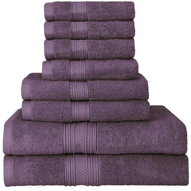 Beauty Threadz Luxurious 700 GSM Thick 8 Piece Towel Set in Plum; 2