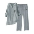 thumbnail image 1 of Kcodviy Ensembles 2 Pcs pour Femmes Pantalons d'Hiver Robe Grand Blouse Poches Ensembles de Pantalons pour Invité de Mariage Grande Taille Pantalons Élastiques Décontractés Col en V Mode Urbaine, 1 of 5