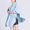thumbnail image 2 of Cape Châle Tricotée Couleur Unie, Col Faux Élégant pour Femmes, 2 of 5
