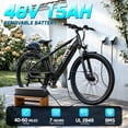 thumbnail image 4 of TST Electric Bike for Men, Peak 1000W E Mountain Bike, Electric Bicycle, 27.5" Tire EBike, Hydraulic Disc Brakes, 48V/15Ah Battery UL2849, 4 of 11