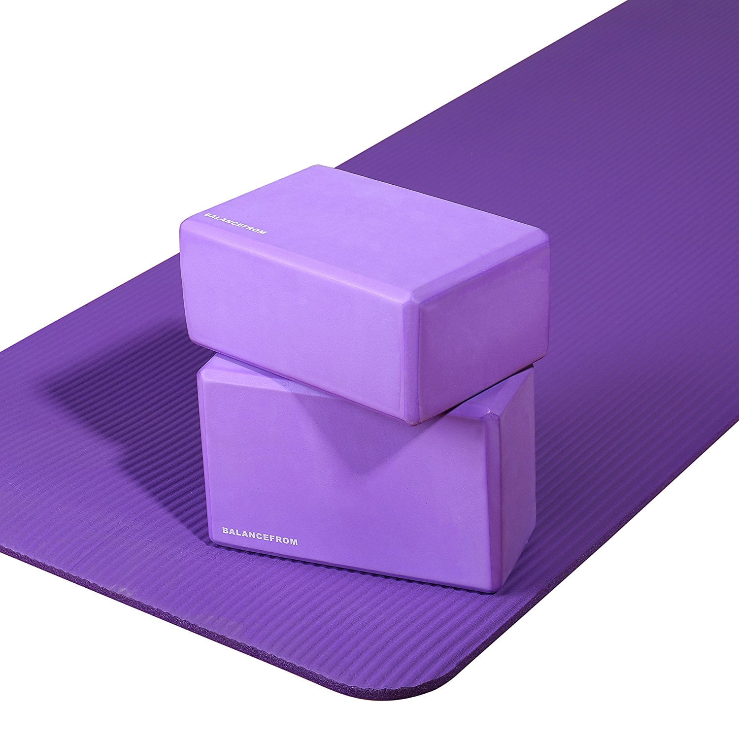 BalanceFrom All-Purpose 1/2 In. High Density Foam Exercise Yoga Mat Anti-Tear with Carrying Strap, Purple
