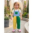 thumbnail image 4 of RUINIXCW Toddler Boy Overalls Contrast Color Adjustable Straps Sleeveless Jumpsuits, 4 of 9