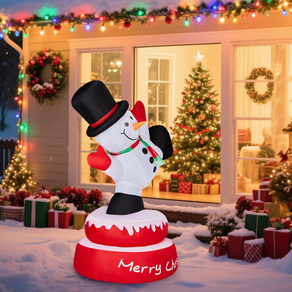 Alvantor 4.8 ft Animated Christmas Inflatable Snowman with Rotating Motor and 3 LED Lights, Multicolor